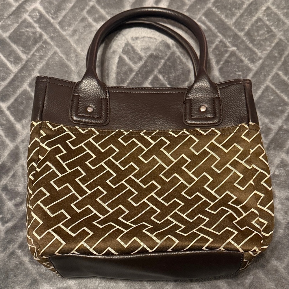 Tommy Hilfiger Brown and White Patterned Tote - Picture 2 of 10